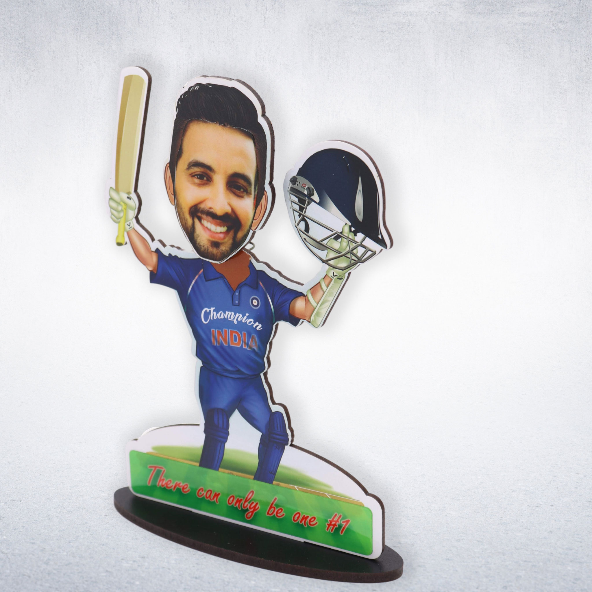 Personalized Superboy Caricature with Wooden Stand