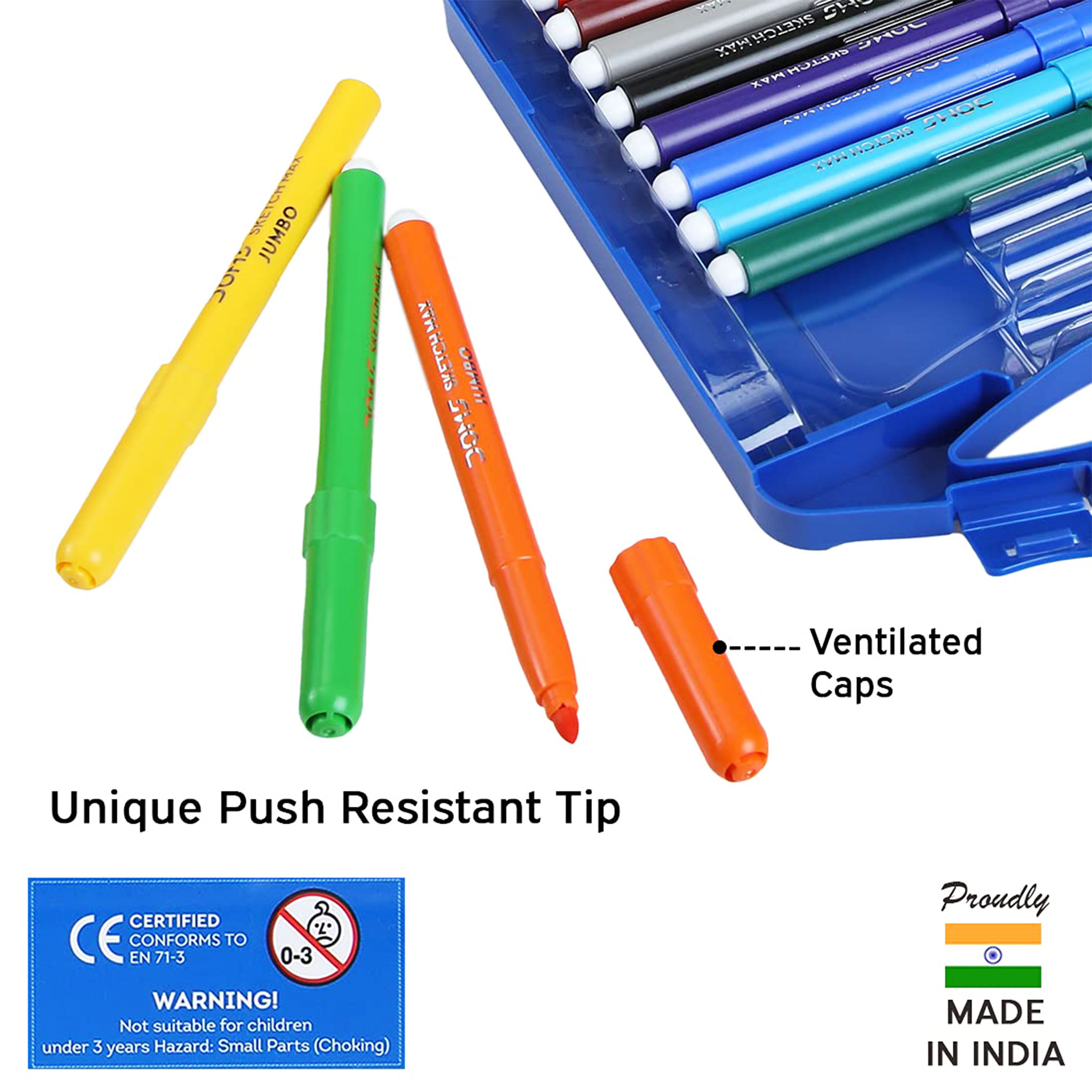 Faber Castell Jumbo Sketch Pen Set of 12 Colors - Sketch Pens/Fibre Tip Pens  - Faber Castell - Swas Stationery